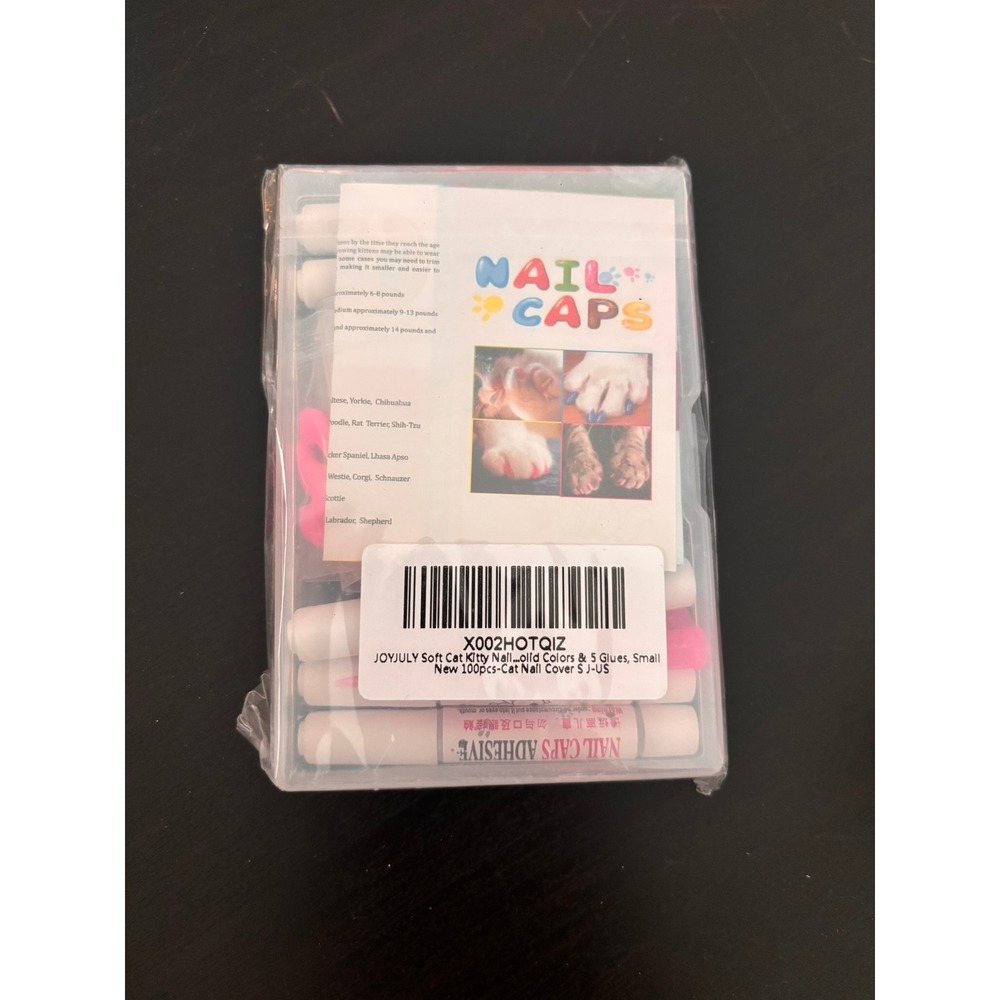 JOYJULY 100pc Soft Cat Nail Caps Small Solid Colors with 5 Glues X002HOTQIZ